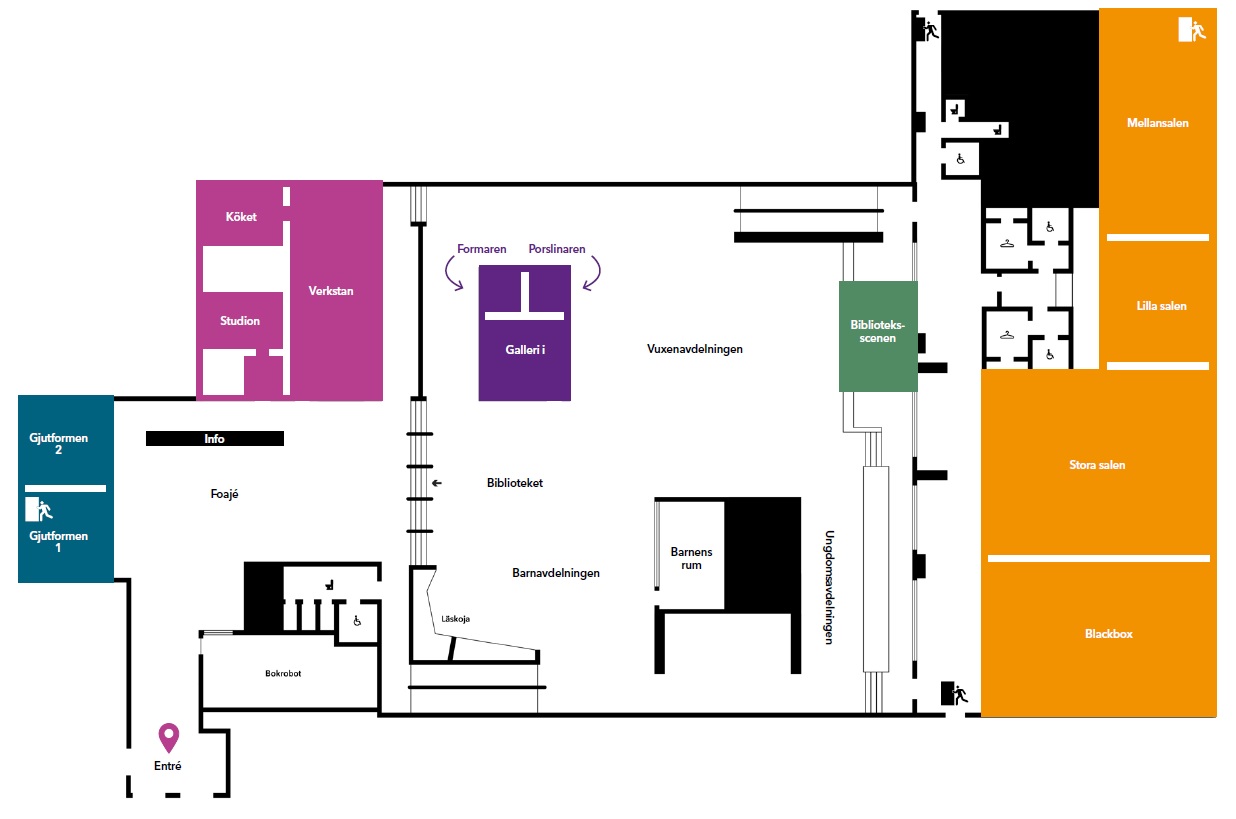 karta över kulturhusets alla rum